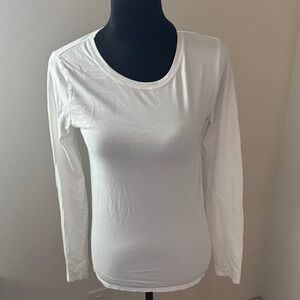 PACT Organic Cotton long sleeve white crewneck Tee pullover top Classic White‎ M